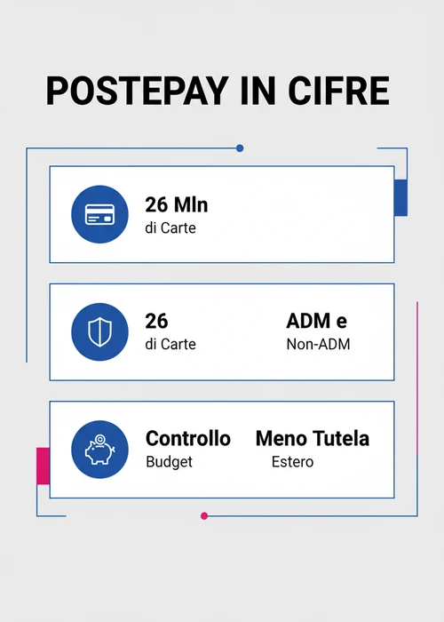 Una carta Postepay gialla con il logo di Poste Italiane, posta su uno sfondo che richiama elementi di casinò digitali.